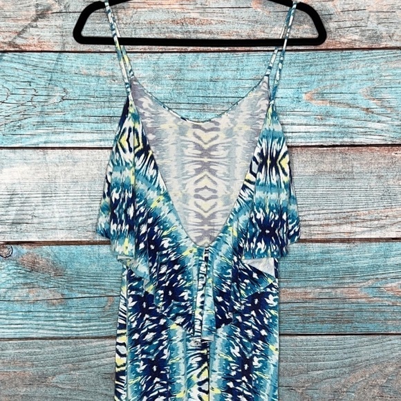 Tart Overlay Maxi Dress M Tie Dye Blue Long Stretchy Spaghetti Strap Open Back - Picture 4 of 10